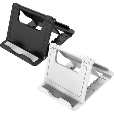 MINKUROW - Soporte Para Teléfono Móvil, 2 Unidades, Universal, Plegable, Multiángulo, Para Escritorio, Compatible Con Iphone X/6/7/8plus Y Samsung Galaxy S6, S7, S8, S9, Tableta (Blanco) (1/5)