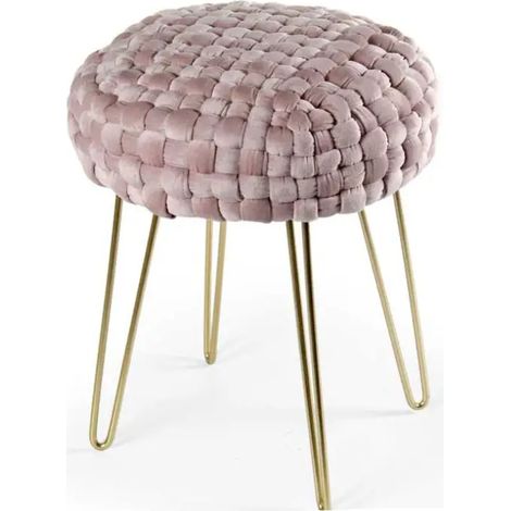 Set de 2 poufs de velluto rosa Ø35x43