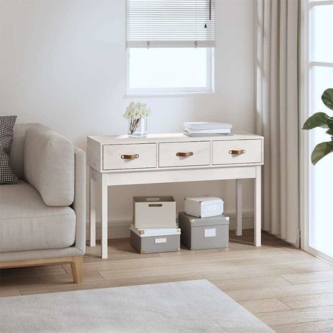 Console Table d'appoint - Meuble d'entrée Blanc 114x40x75 cm Bois massif de pin BV934256 - BonneVie (1/5)