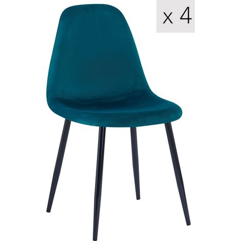 Nordlys – Lot de 4 chaises scandinaves en métal – Assise en tissu premium – Hauteur d'assise 51 cm – Pieds en acier époxy noir