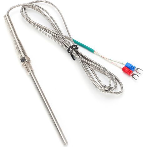 Sonde thermocouple de type K de 99 mm (3,9 pouces), mesure de température précise de 0 à 800 °C, filetage M8, câble de 1,5 m (4,9 pieds).