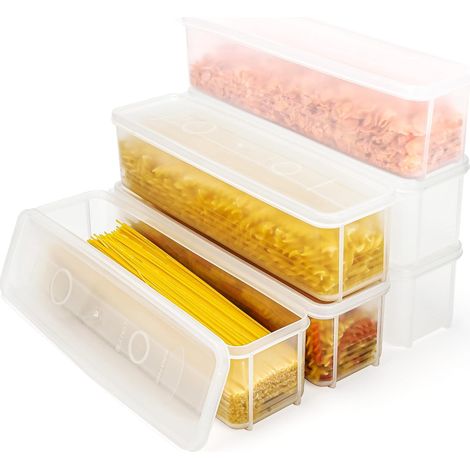 Juego de 6 recipientes de plástico herméticos, libres de BPA, de 1300 ml para espaguetis/pasta/cereales/arroz.