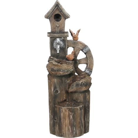 Fontaine 2 en 1 avec pagaie, casita avec lumières LED et bombe décorative de jardin avec troncs multicolores (1/5)