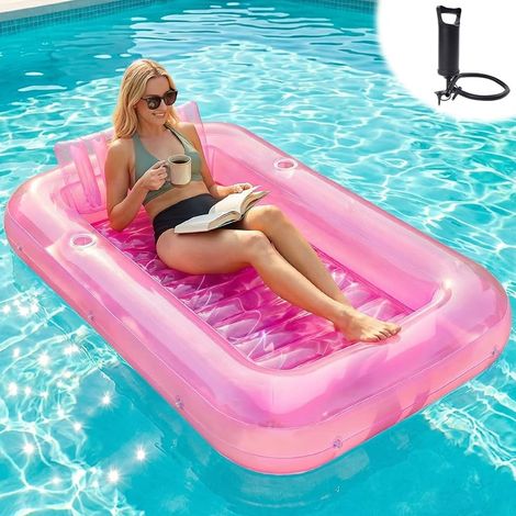 Matelas Gonflable Piscine Adultes, 178 x 116 cm Matelas de Piscine Gonflable, Hamac Gonflable Piscine, Matelas Piscine avec Coussins, Bain de Soleil pour Adultes (1/5)