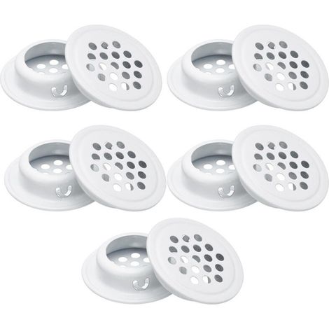 Grille de ventilation ronde, aérations en acier inoxydable, format de montage 25 mm, blanc, 10 pièces(plates) (1/4)