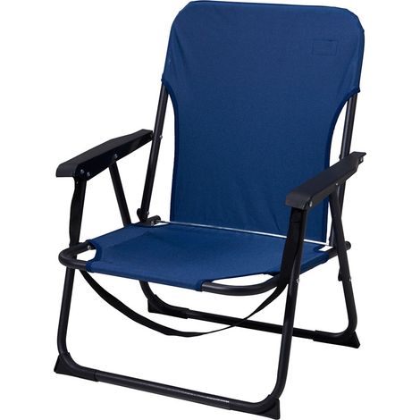 Chaise pliante bleue avec réglage de hauteur et design compact