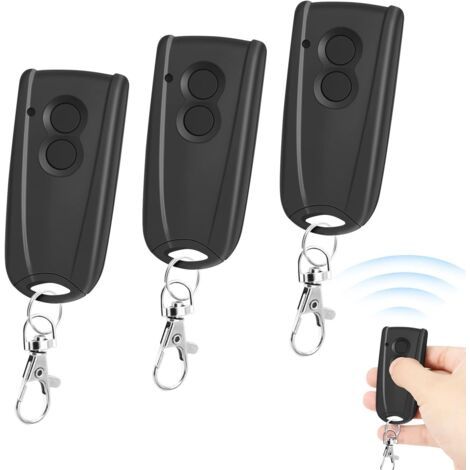 Portail Télécommandé Compatible avec Hormann Ecostar RSC2, RSE2, RSZ1, Liftronic 500, 700, 800, 433MHz Bip Portail Porte De Garage, Noir, Lot de 3