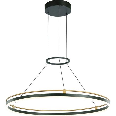 Sospensione LED rotonda nero oro 28W Merlot Italux