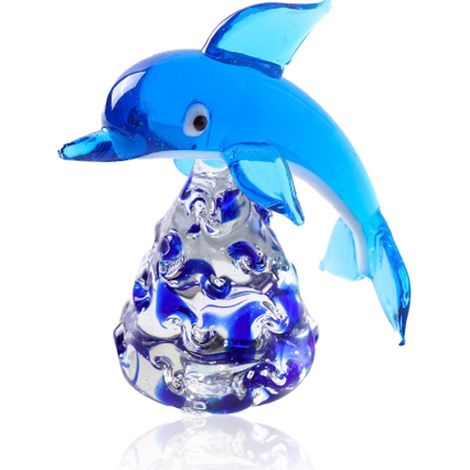 Figurine En Verre Soufflé À La Main - Poisson Marin Dolphin - Décoration Intérieure - Collectionnable - 1 Pièce (1/5)