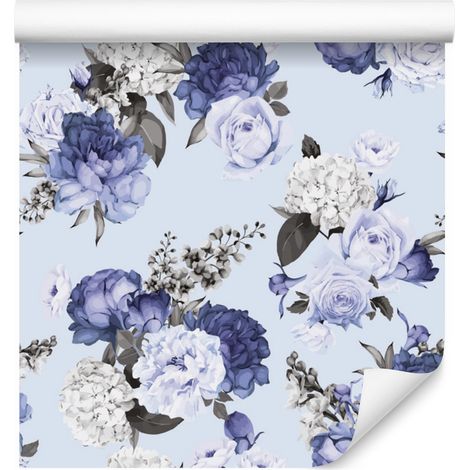 Carta da parati con delicate peonie per soggiorno e camera da letto, 50x1000 cm (1/5)