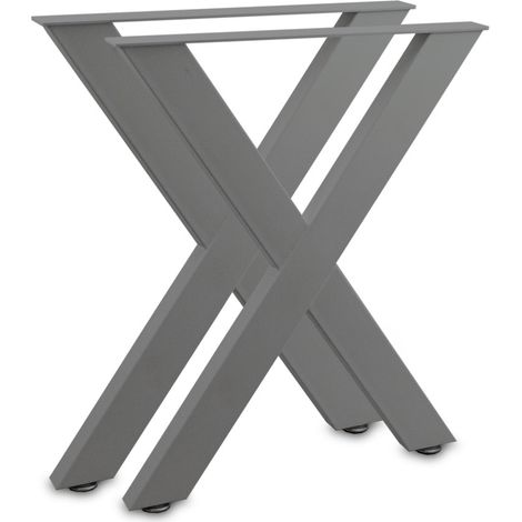 Tischbeine Tischkufen Tischgestell Tischuntergestell Stahl Metall Eckig (Kreuz 72x60, Grau)