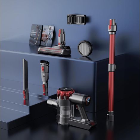 Aspirapolvere senza fili 300 W, 40.000 Pa, 6 in 1, grigio e rosso OKMYHOME (1/5)