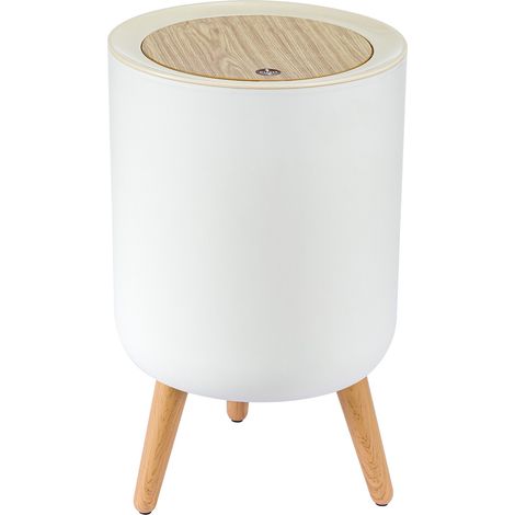 Trash Bin 9L Bathroom Bins 360x220mm Garbage Bin with Press top Lid Nordic Modern Waste Bin Modern Waste Bin with Legs for Kitchen Bathroom Bedroom Office Outdoor Dog Proof (Round) (1/4)