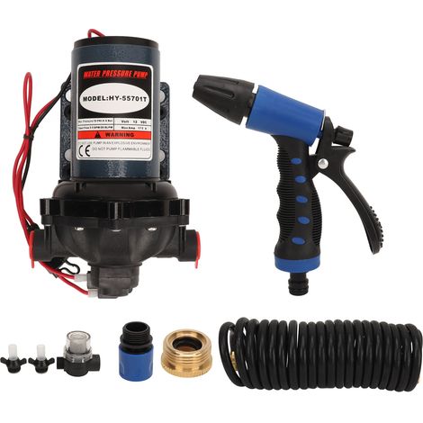 Kit Pompe de Rinçage 12V DC 5.5GPM 70PSI Haute Pression avec Buse de Pulvérisation (1/5)
