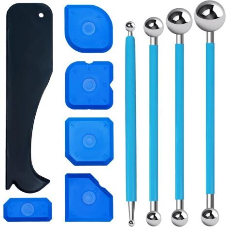 Kit di raschietti in silicone per giunti, raddrizzatori per giunti, strumenti per sigillatura per bagno e cucina, 10 pezzi (1/5)