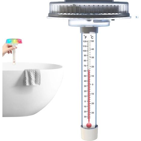 Thermomètre de piscine, appareil de mesure incassable, appareil flottant de mesure de température avec éclairage LED coloré pour piscines, douches, baignoires, étangs, (1/5)