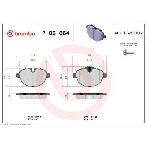 PLAQUETTES DE FREIN ARRIÈRE BREMBO P06064
