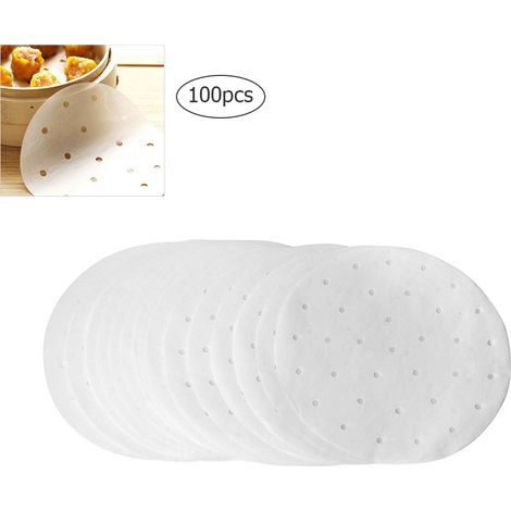 100 feuilles de papier sulfurisé perforées rondes antiadhésives pour friteuse à air (1/5)