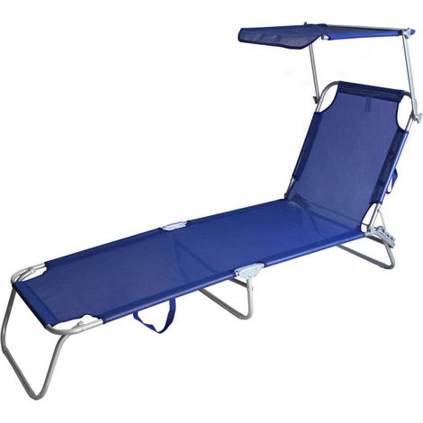 Lettino brandina pieghevole da spiaggia in metallo con tettuccio Abel -  Blue