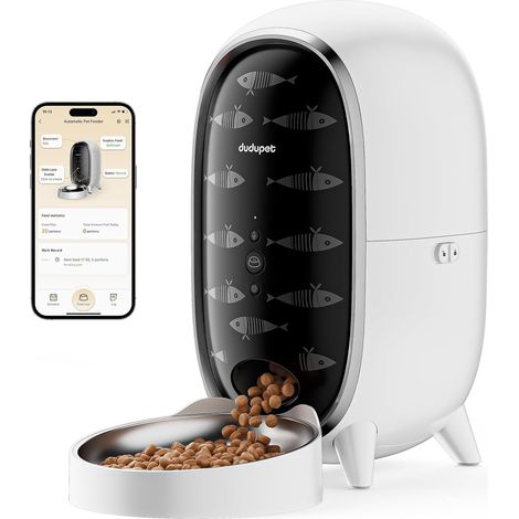 Dispensador automático de comida para gatos - Comedero de 3 L con aplicación WiFi 2.4G, hasta 15 raciones/10 comidas al día, función de grabación de sonido, diseño de pingüino (1/5)