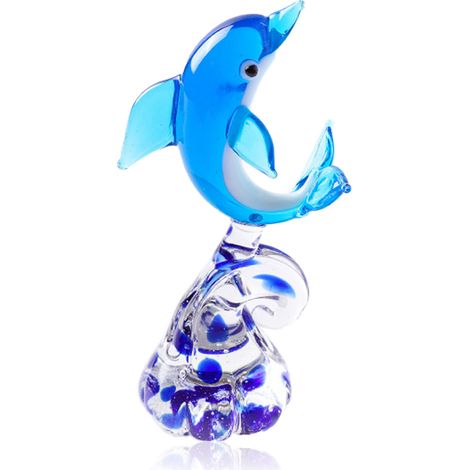 Figurines de dauphins en verre à collectionner, sculptures et statues d'animaux marins, ornements de décoration pour la maison ou le bureau (1/5)