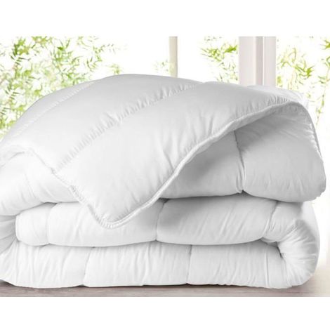 Couette - Blanc - 220 x 240 cm - Tempérée - 300g/m² - Polyester Siliconé