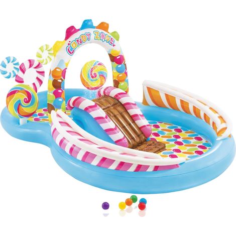 Intex Candy Zone Kids Inflatable Water Play Centre with Slide & Sprinkler