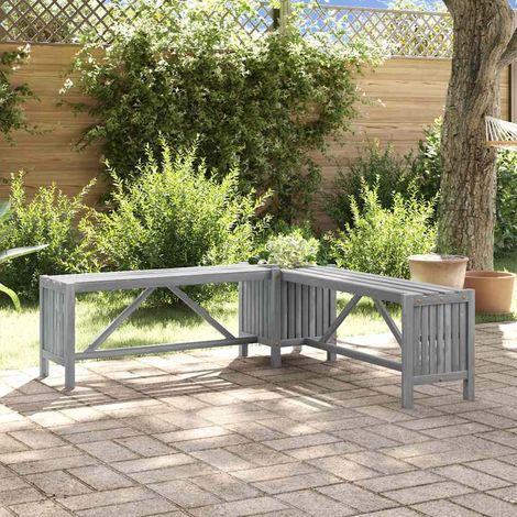 vidaXL Banc d'angle de jardin et jardinière 117 cm bois d'acacia gris (1/5)