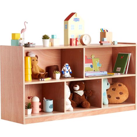 Meuble de Rangement pour Enfants 2 Niveaux, Bibliothèque à 5 Cases, Étagère de Rangement pour Enfants Mobile, Organisateur des Jouets Livres pour Maison Salle de Classe Garderie École Maternelle (1/5)