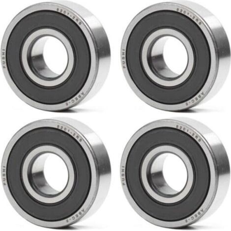 Rodamientos 6201-2RS 12 x 32 x 10 mm - Doble junta de goma - ABEC 5 - Rodamientos prelubricados - Paquete de 4 -Crezuo