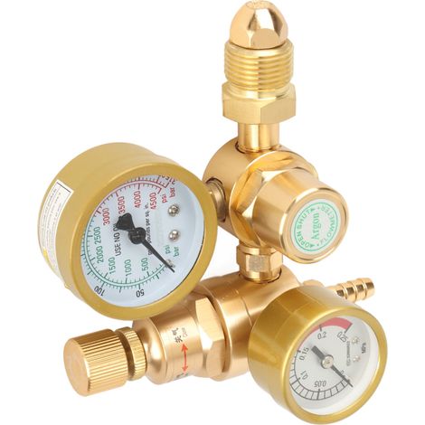Détendeur de gaz de soudage Agron, manomètre de CO2, débitmètre, vanne MIG/TIG, entrée filetée mâle G5/8", sortie 1/4". (1/5)