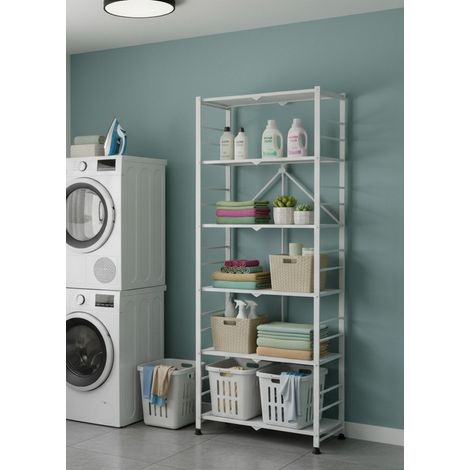Estantería Ficulle, 6 Estantes, Capacidad 40 kg, 71x38x190h cm Blanco (1/4)