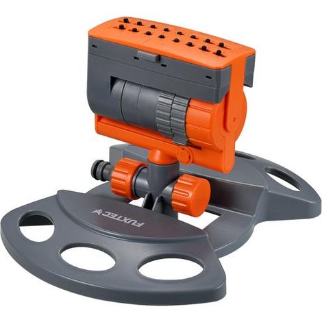 FUXTEC Rasensprenger Pendelregner FX-PRG1 Variabler Sprinkler für unterschiedlichste Anforderungen und Flächen von 9-216 m², Reichweite 3-18 m, Sprengweite 3-12 m, mit Standfuß