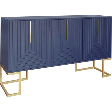Aparador de 3 puertas con estantes ajustables MDF y tablero de partículas azul marino HOMVRA (1/5)