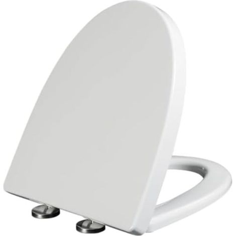 Abattant WC , forme allongée en V , avec couvercle à fermeture douce , facile à installer et à nettoyer , couvercle en PP blanc , adapté aux toilettes allongées ou ovales (1/5)