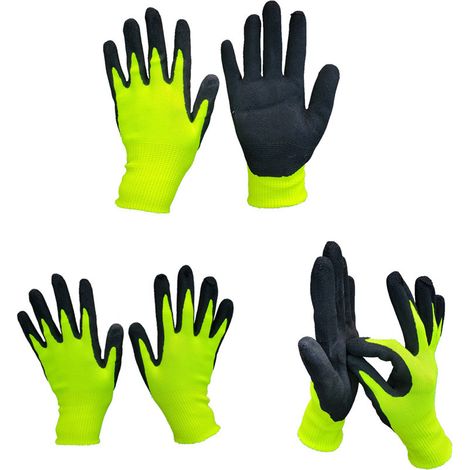 3 Paires Gants de Jardinage, Gants de Jardin en Paume enduits de Caoutchouc pour Garons Filles (1/4)