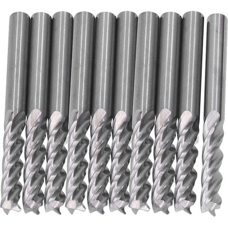 Lot de 10 fraises à 4 dents sans bavure pour gravure, 3,175 x 15 mm, pour acrylique, MDF et PVC. (1/5)