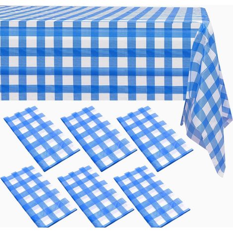 Tischdecke blau-weiß kariert 137x274 cm, 6er Pack, für Partys & Outdoor