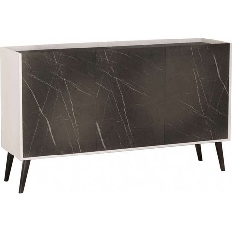 Credenza madia da ingresso casa a 3 ante in legno nobilitato bilaminato Francis - Black (1/5)