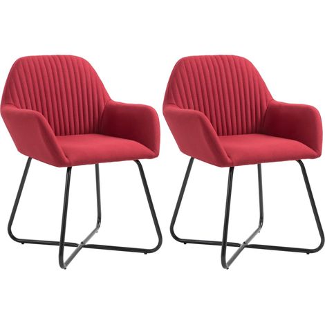 Lot de 2 chaises de salle à manger cuisine design moderne en tissu rouge bordeaux CDS020991 (1/5)