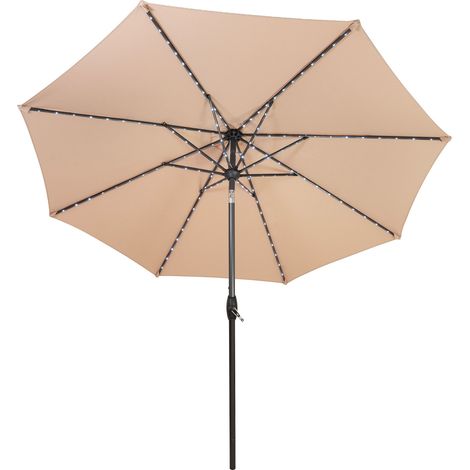 Ombrellone LED Inclinabile 2,7m Beige da Giardino con Luci Solari