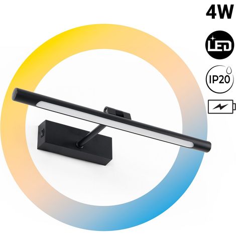 Barcelona Led – Applique murale LED 4W avec télécommande – CCT réglable – 190 lumens – Batterie rechargeable – Acier noir et aluminium