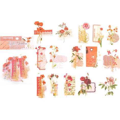 Pack d'autocollants Momo PET, série Senyu Collage Poem, livret d'autocollants décoratifs frais et artistiques, 30 pièces, ombre de fleur de pommier (1/5)