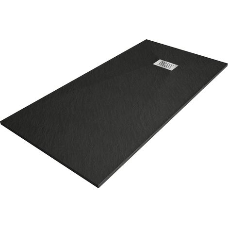 Mexen Hugo Rechteckige Duschwanne SMC 170 x 90 cm, schwarz, Edelstahlabdeckung - 42709017-X (1/5)