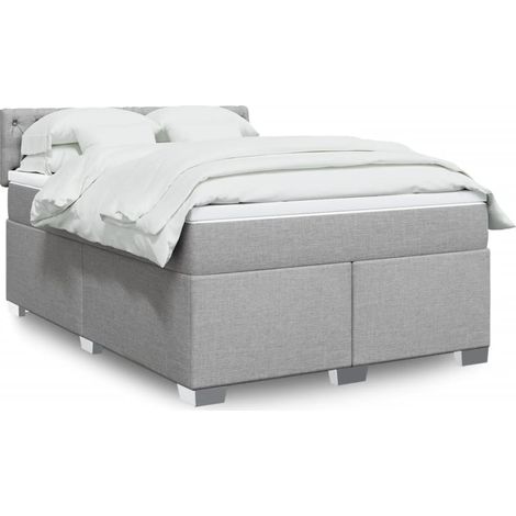 Boxspringbett mit Matratze Hellgrau 140x200 cm Stoff