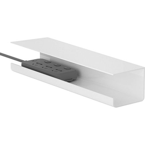 Range-câbles sous bureau - Réduit l'encombrement - Durable - Sans perçage - Organisateur de multiprise sous bureau - Blanc (1/5)
