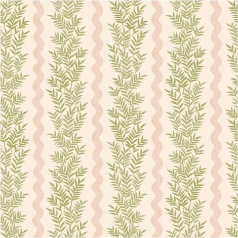 Holden Decor Foliage Stripe Cream Blush Paste The Paper Washable Wallpaper (1/4)