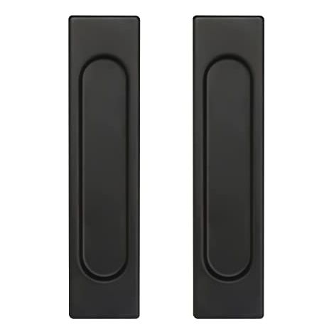 Poignée de porte coulissante, lot de 2 poignées de porte coulissante autocollantes en aluminium noir sans perforation, poignée pour balcon (1/5)