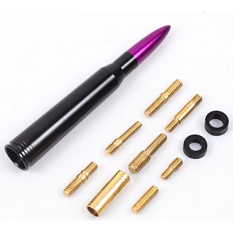 Car modification accessories, decorative roof antennas, bullet antennas, suitable for off-road vehicles, aluminum alloy short antennas - purple (1/4)