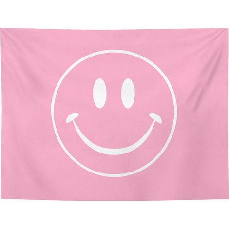 Tapestrie Rose Smiley Visage Souriant Déco Murale Esthétique Mignonne Chambre Ado Fille Dormitor Universitaire Préppy 70x94 cm Lot de 1 (1/5)